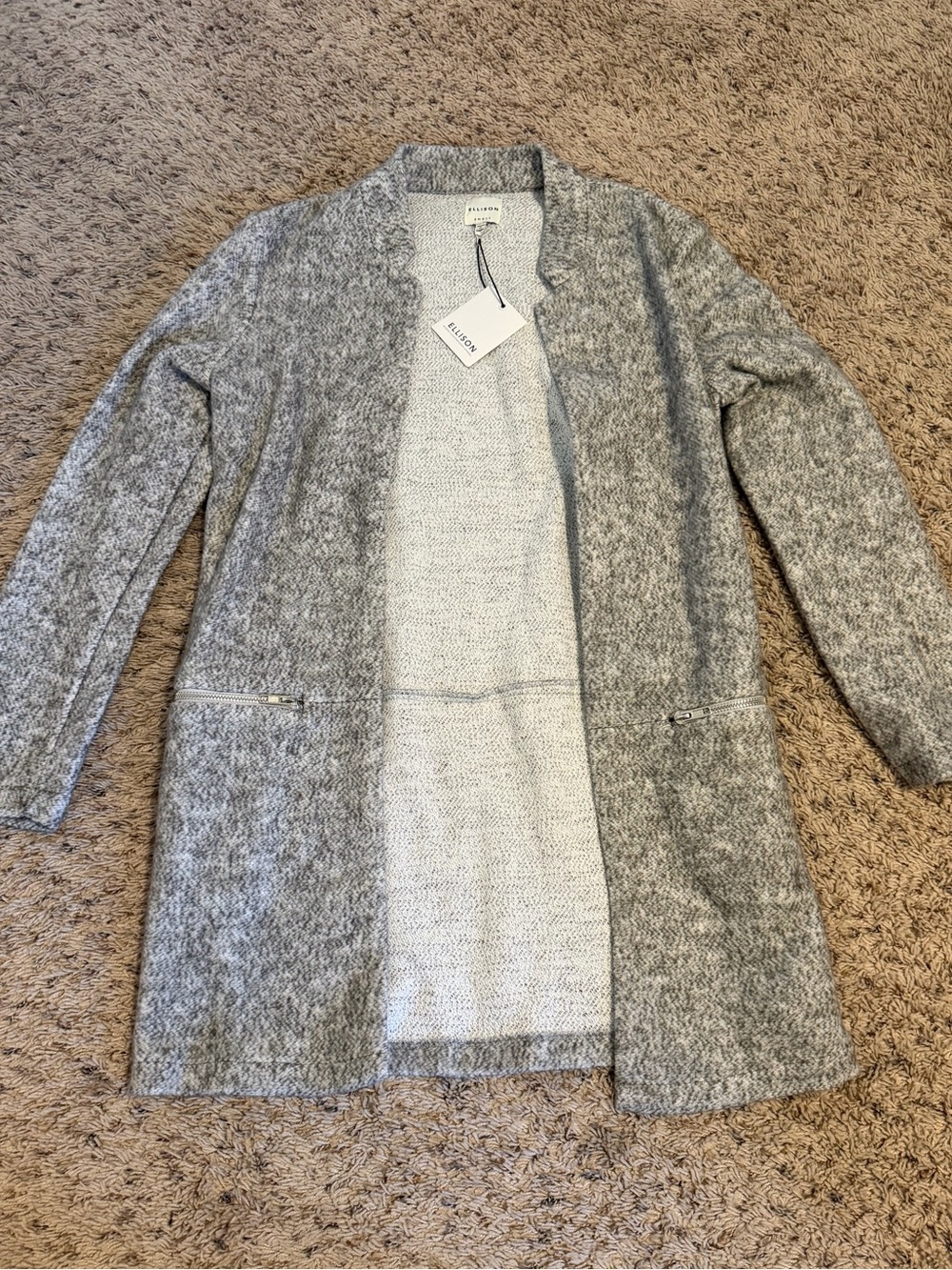 Ellison Heathered Gray Open Front Long Cardigan - Size S